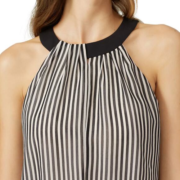 Halston Heritage Draped Stripe Dress Black White MEDIUM Career Designer $298 - Picture 6 of 9